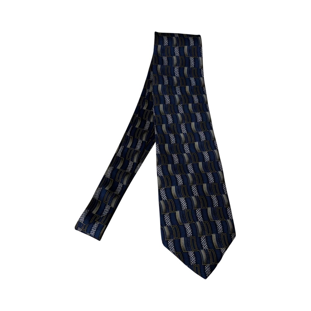 ARROW Men's Necktie Blue Gray Geometric 100% Silk Business Formal Classic